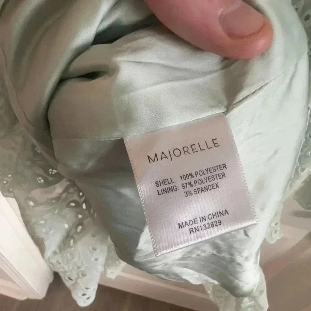 89 Majorelle Esmeralda Seafoam Green Eyelet Dress Size Small - Picture 8 of 8